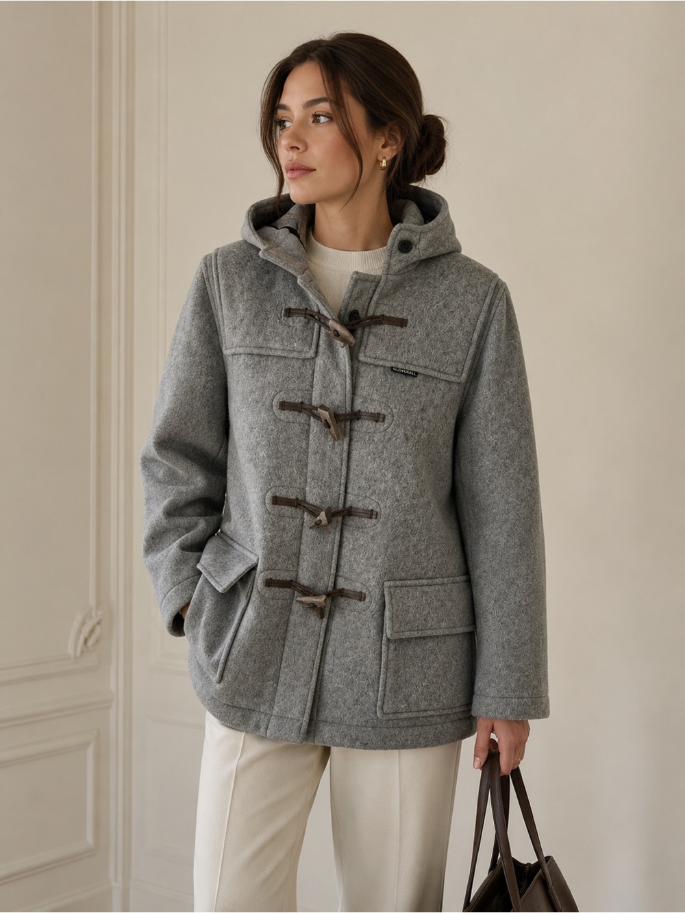Vintage Gloverall English Duffle Coat Gray Wool Made in England Size US 12 Fall